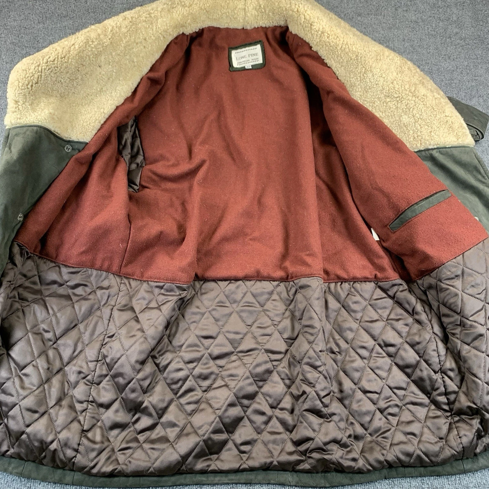 Rare LONE PINE American Made Barnstormer Leather Jacket, Wool Shawl Collar 42 - product detail image 9
