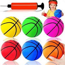 6 Pack 5 Inch Mini Basketballs Colorful Rubber Inflatable Basketball with Pump