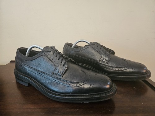 Florsheim Vintage Imperial Black 5 Nail V Cleat Wingtips Made USA Mens Sz 10D - Picture 3 of 8