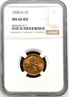 1950-D LINCOLN WHEAT CENT NGC MS66RD 959017