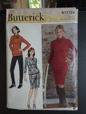 Butterick R11124 Knit Dress & Top w Lapped Collar, Skirt & Pants XS-S-M