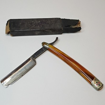 Böker Dictator The Star Straight Razor Decorative Handle Original Box Vintage 