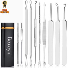 Pimple Popper Tool Kit - Boxoyx 10 Pcs Blackhead Remover Comedone Silver