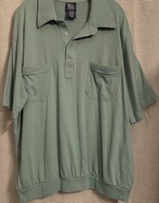 John Blair Mens 2XL Sea Foam Light Green Short Sleeve Polo Shirt Grandpa Golf
