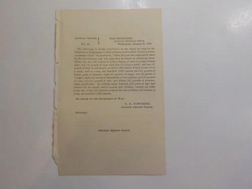Civil War Document 1864 Slaves Contrabands Labors Children Women Slavery VTG