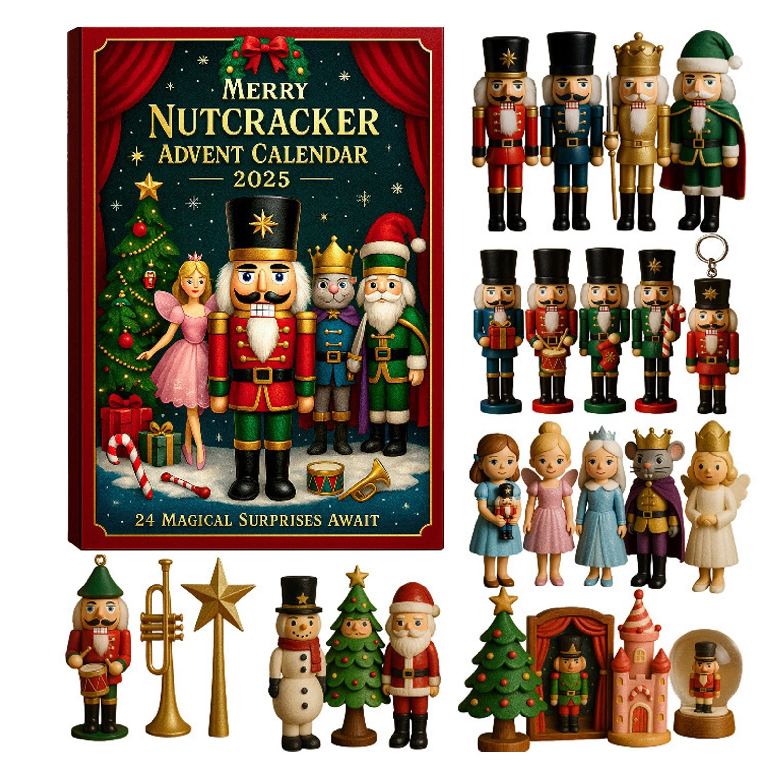Christmas Countdown The Nutcracker Advent Calendar 24Day of Festive 2D Blind Box