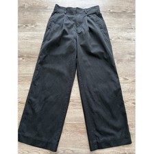 Everlane Way High Wide Leg Pleated Pants Womens 4 Short Black TENCEL Cotton