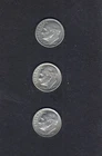 THREE ROOSEVELT DIMES 1964 L--20