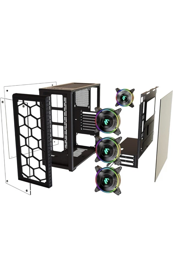 MUSETEX 903-S4 ATX Mid Tower Gaming Computer Case Tempered Glass,Computer Gaming - Image 4 of 4