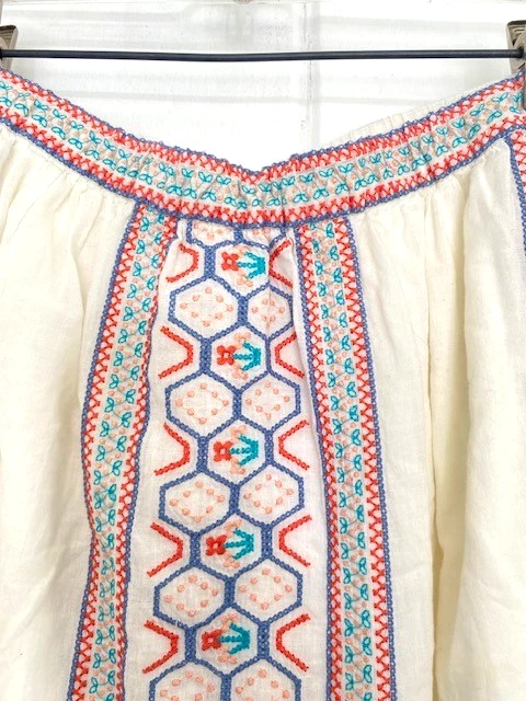 Falda Boho Bordada Campesina Hazel Anthropologie Algodón Muselina Encaje Hippie Media Foto 3 de 4