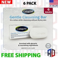 CETAPHIL Gentle Cleansing Bar Soap Nourishing Dry Sensitive Skin 4.5oz, 6-Pack