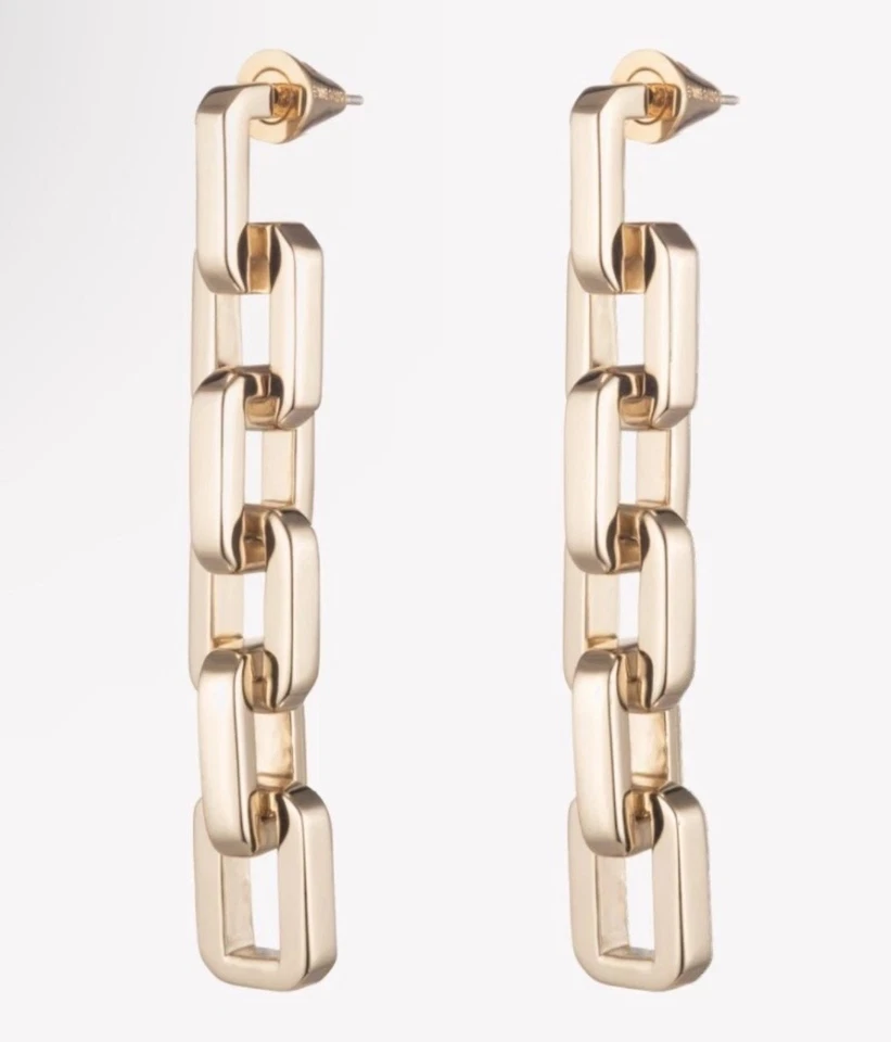 Eddie Borgo Supra Link 12k Gold Vermeil Chain Drop Dangle Earrings NEW MRP $250 - Image 3 of 4