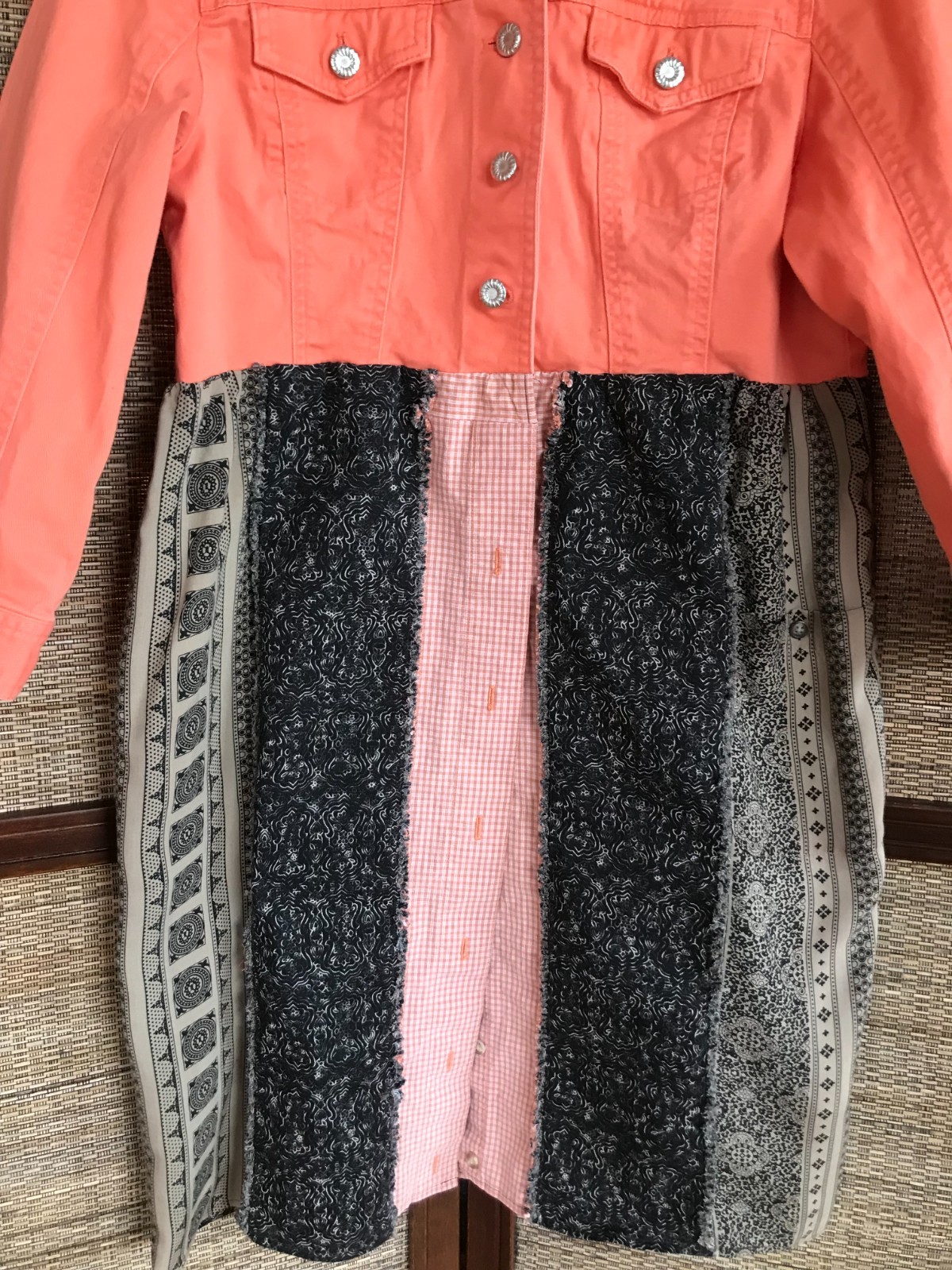 Boho Patchwork Duster: Upcycled Tangerine and Bro… - image 5