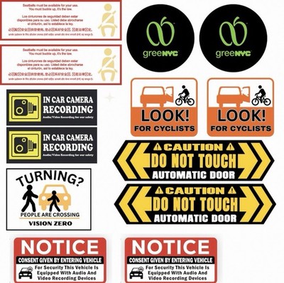 Tlc (uber ,Lyft,Taxi) Approved Vehicle Safety Decals Sticker- 14 Pieces.