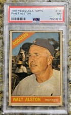 1966 Venezuela Topps #116 Walt Alston Hall of Famer PSA Nm 7 PoP 1 Venezuelan 
