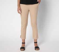 Isaac Mizrahi Live Regular 24/7 Stretch Icon Straight Leg Crop Pants Cappuccino
