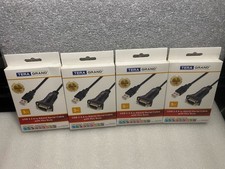 Lot of 4 USB 2.0 - RS232 Serial DB9 Adapter Cable 3 ft FTDI Chipset Hex Jack Nut