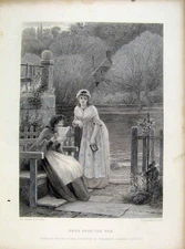 Original Old Antique Print News From The War C1877 Steel Engraved Art By Leslie