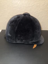 Vintage Black Velvet High Crown Hunting Cap Hat By Patey London - 58cm 7 1/8