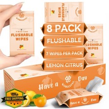 WONDERFUL Travel Flushable Wipes Lemon Citrus 8 Packs 56 Wipes Septic Safe