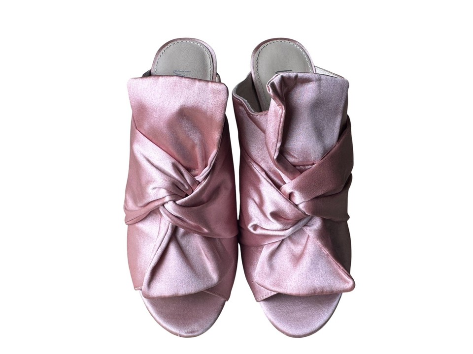 Wittner Roswel Satin Mule size 35 pink block heel draped-knot satin peeptoe shoe