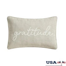 Embroidered Gratitude Decorative Pillow Couch Bed Chair Cozy Home Decor New