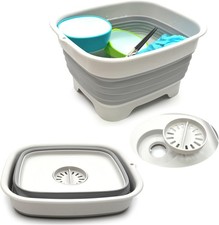 2-in-1 Collapsible Wash Basin for Baby Bottles and Dishes with Drain Plug S...