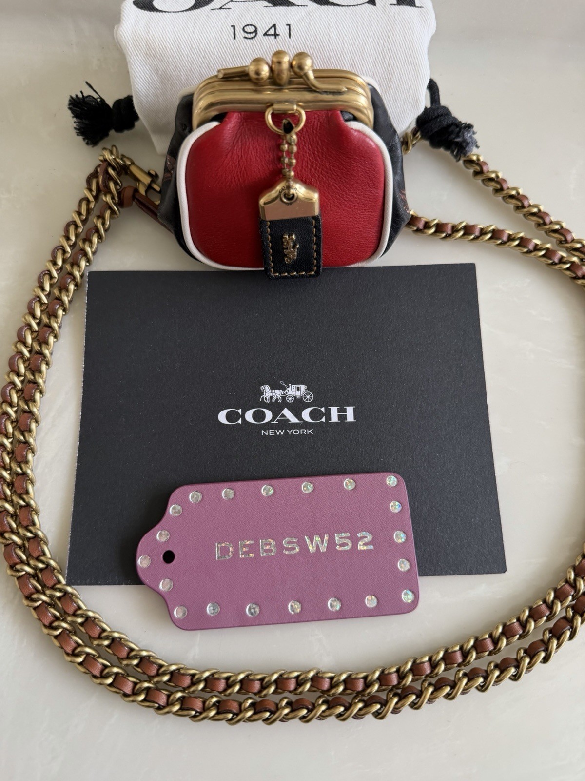 COACH 1941 DR. DOODLE DUCK MINI POUCH DOUBLE KISSLOCK XBODY LTD RED/MULTI 23195 image 8