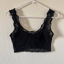 Black Floral Lace Bralette Fits S/M Whimsical Got grunge Witchy Party Dark Fairy