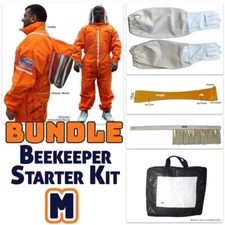 Adult Medium Jawadis Bee Suit Kit Bundle –Orange Suit, Gloves, Hive Tool & Brush