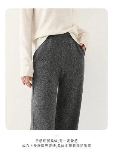 Pantalones sueltos de cachemir de cintura alta para mujer - Imagen 21 de 31