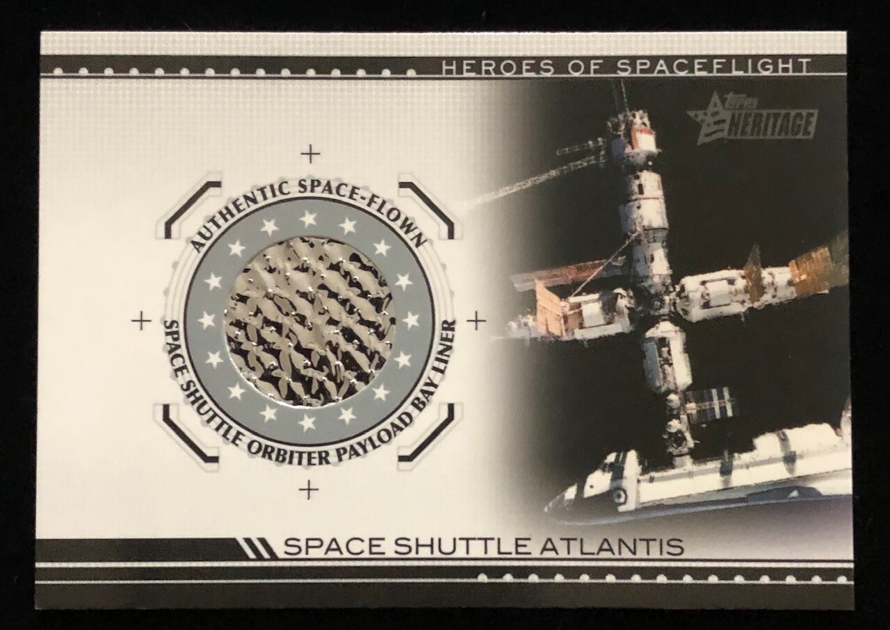 STS ATLANTIS TOPPS HERITAGE AUTHENTIC FLOWN IN SPACE SILVER BAY LINER CARD