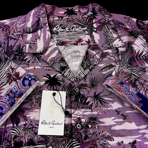Robert Graham Geometric Tropical Floral Animal Print Short Sleeve Shirt 3XL $248 - Picture 5 of 11