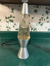 Silver Lava Lamp Motion & Gold Glitter Retro 14.5" Fast Action Gold Tone Light