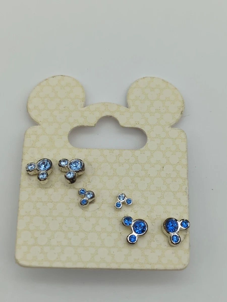 Disney MICKEY MOUSE PIERCE/STUD EARRINGS (2 Pairs) SILVER TONE PRE