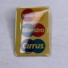 Vintage 1992 Red And Yellow Mastercard Maestro Cirrus Logo Pin Tie Tack Pin Back