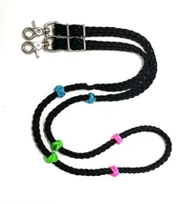 lesson reins with color coded knot in 6 foot, 8 foot, and 10 foot lengths