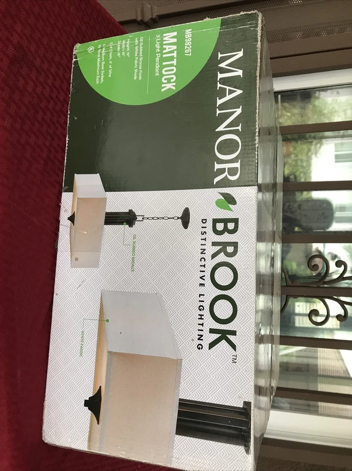 Manor Brook Mattock 3-Light Oil Rubbed Bronze Square Drum Pendant - Image 2 of 4