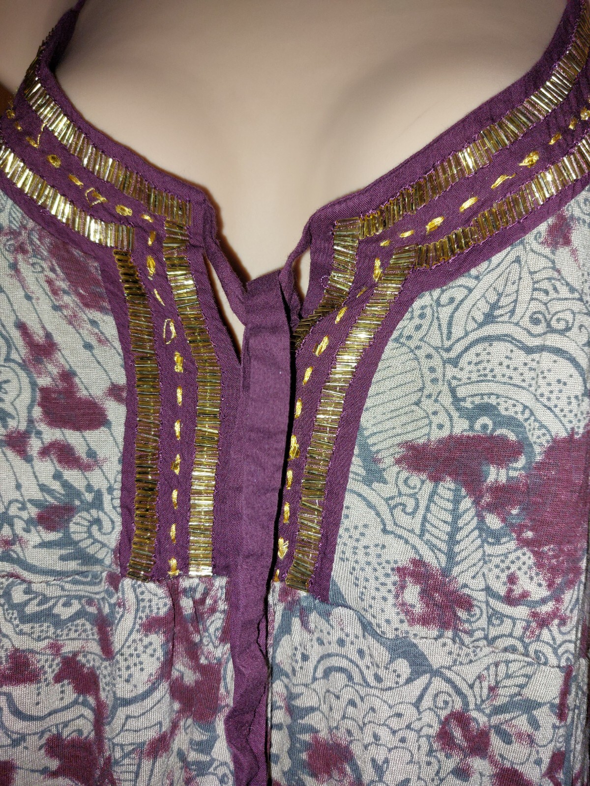 Vintage bohemian ethnic hippie gypsy festival paisley tie dye bead halter top image 3