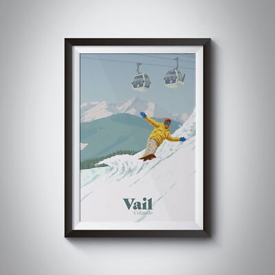 Vail Colorado Snowboarden Reiseposter - gerahmt - Vintage - Eimerliste Drucke