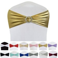 Spandex Chair Sashes Bands 50PCS Stretch Chair Ties Bows with Buckle Slider f...