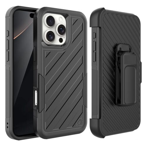 For iPhone 16 15 12 11 Pro Max Plus Noble Hybrid Armor Case w/Belt Clip Holster - Picture 15 of 46