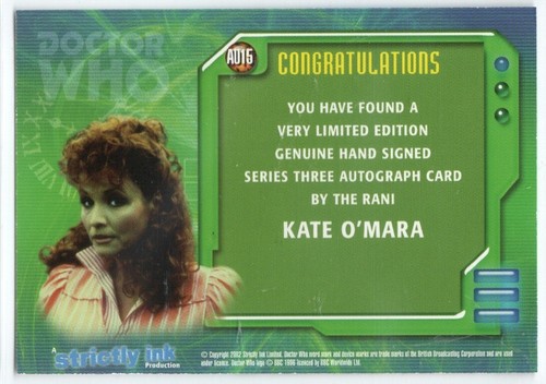 Kate O'Mara Autograph trading card (AU15)- DOCTOR WHO DEFINITIVE SERIES 3 (2002) - Picture 2 of 2