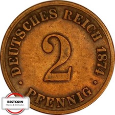 J 2  2 Pfennig KAISERREICH von 1874 B in S-SS  927064