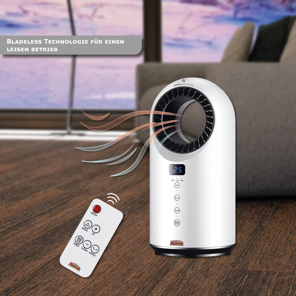 MAUK® Bladeless Badezimmer Heizlüfter & Design Smart PTC Ventilator 2 in 1 - Bild 3 von 4