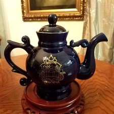 Vintage Russian USSR Blue Cobalt w/ 24k Gold Porcelain Tea Coffee Pot "НОВГОРОД"