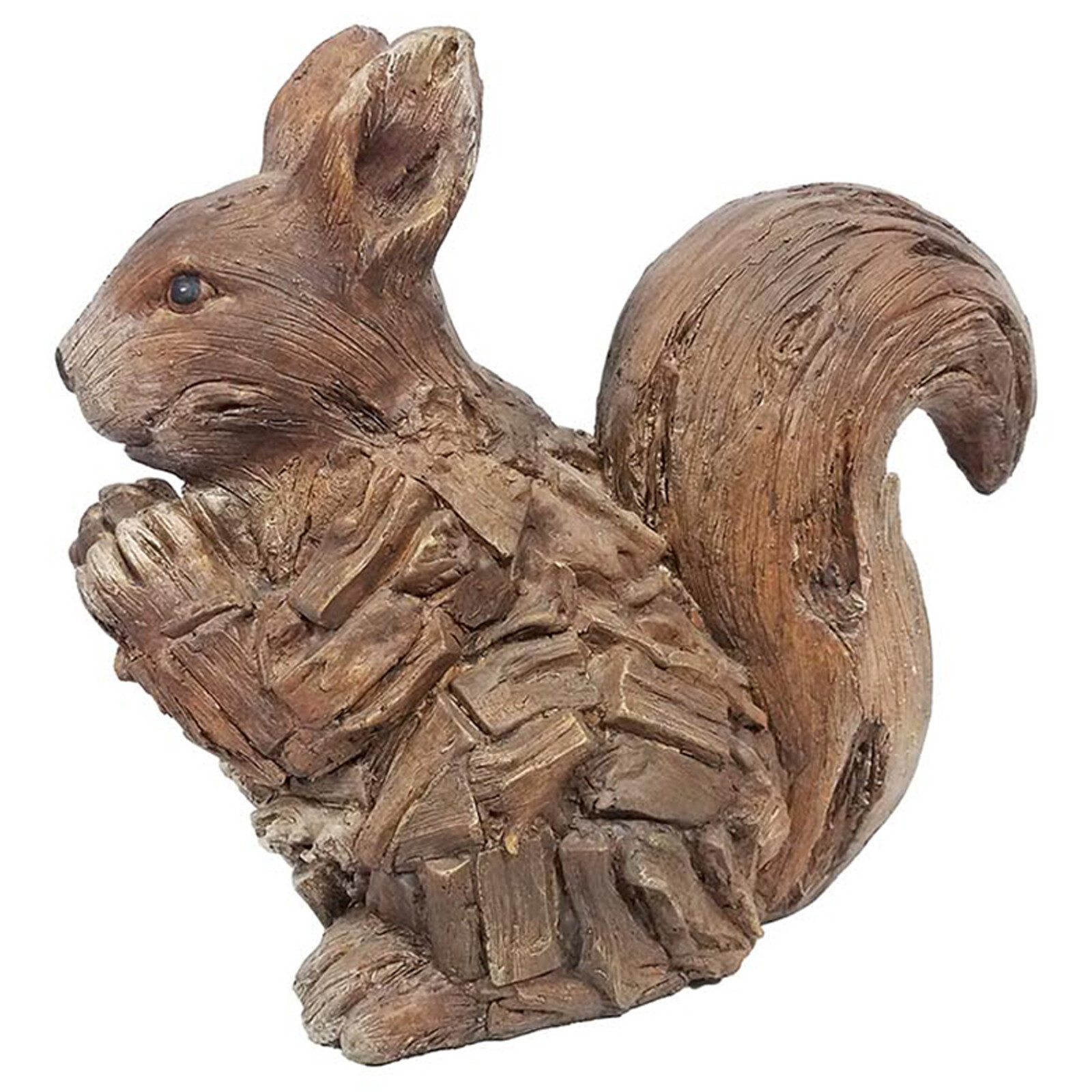 Primus Wood Effect Frost Proof Poly Resin Garden / Patio Squirrel 35cm Tall