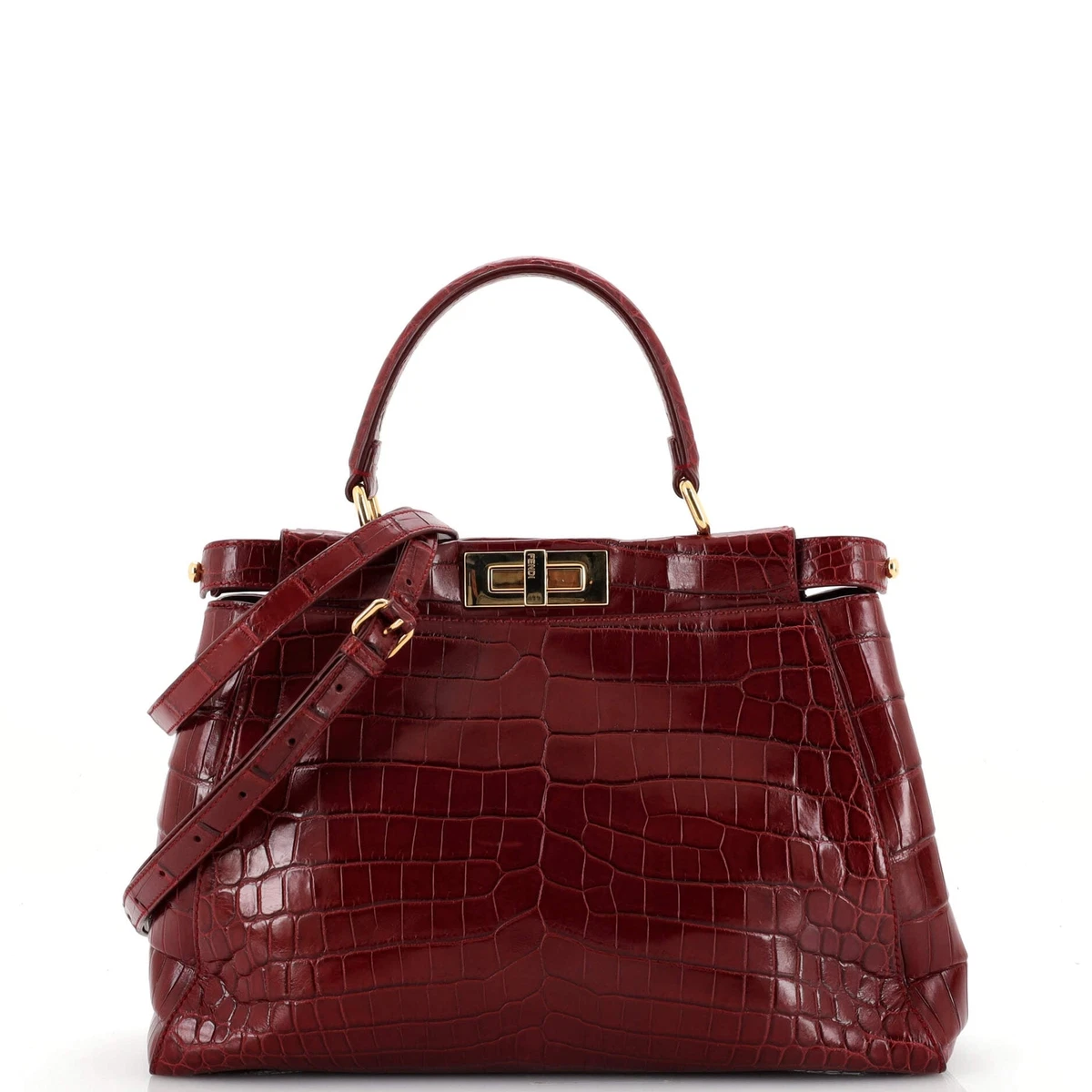 Fendi Peekaboo Bag Crocodile Regular Red