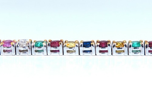 13 quilates Natural Rubí Esmeralda Zafiros Diamante Pulsera Tenis 10kt Línea Gema - Imagen 2 de 4