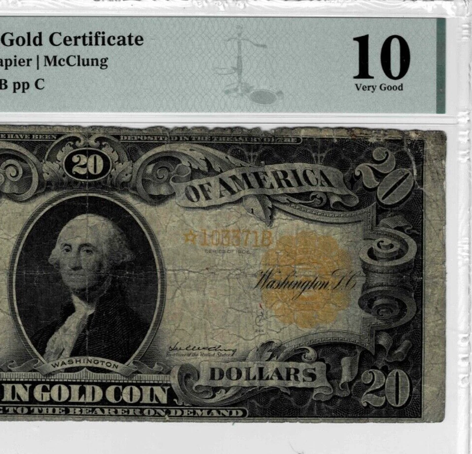 1906 $20 Gold Certificate *STAR* note--fr.1183--PMG VG 10--SCARCE 1 of 12! - Image 4 of 4